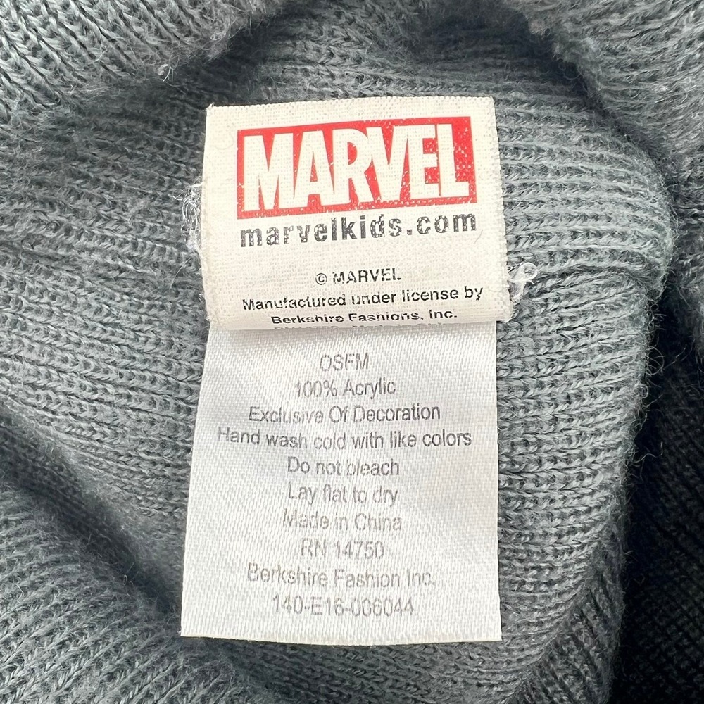 Marvel Spiderman Beanie Kids OSFM Black Grey Good Web Knit Cuffed Hat - Picture 4 of 6